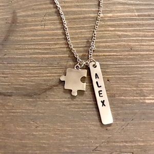 handmade Jewelry - Hand stamped custom Autism support necklace handmade Jewelry - Hand stamped custom Autism support necklace